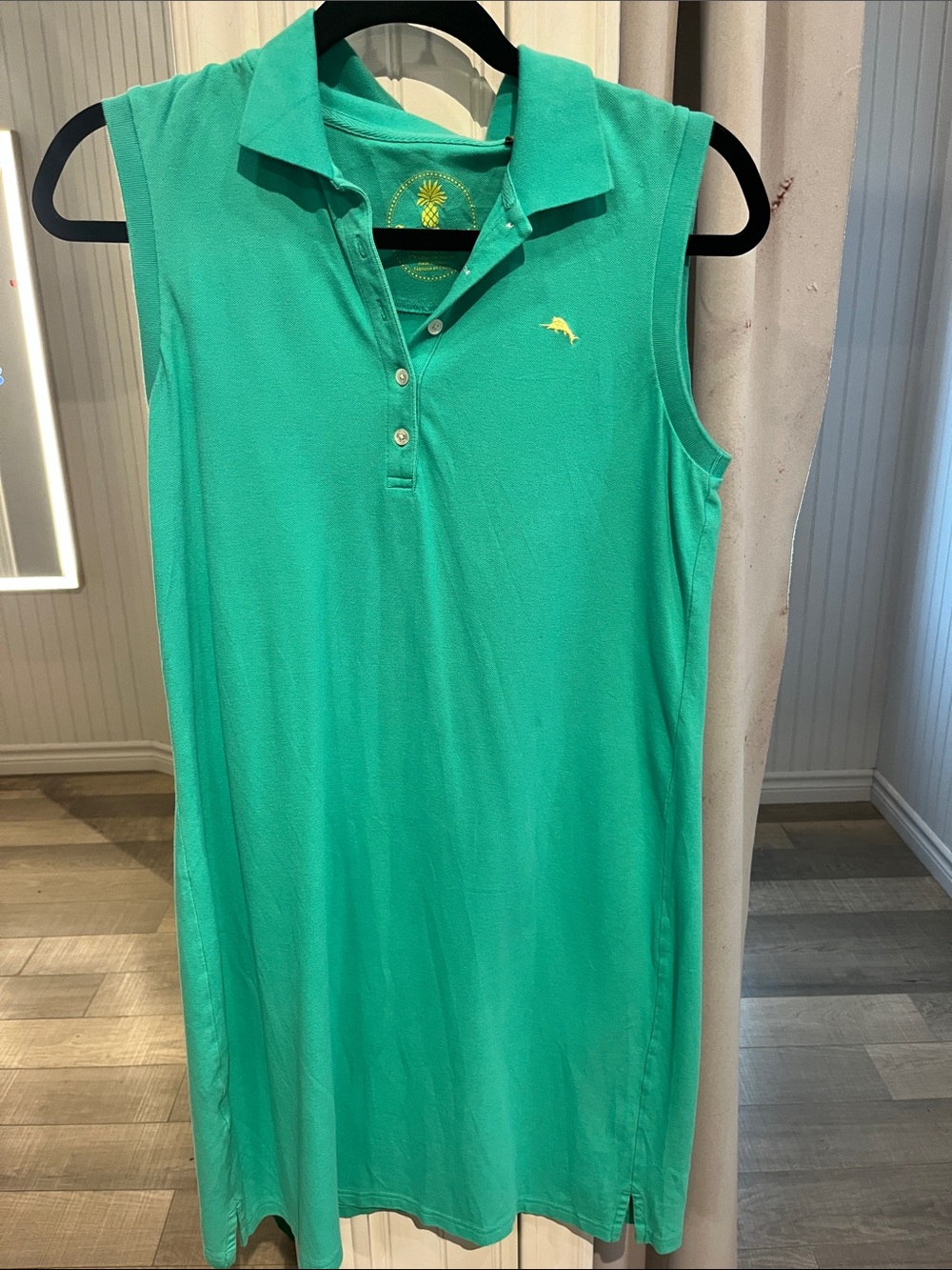 Tommy Bahama Sleeveless Polo Dress Green with Embroidered Dolphin